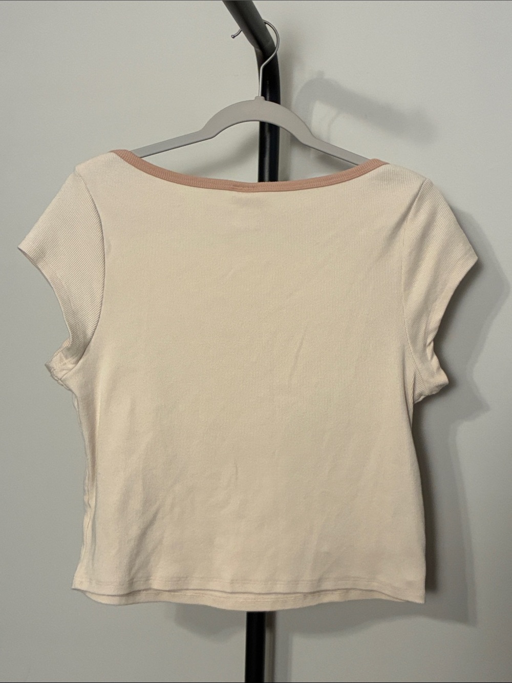 Ford Beige Short Sleeve Ribbed Baby Tee Blue Tan Bronco Graphic Fitted Large - Picture 4 of 7